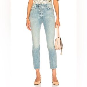 MOTHER DENIM The Lace Up Dazzler Ankle Straight Leg Jeans Size 25 0 Light Wash